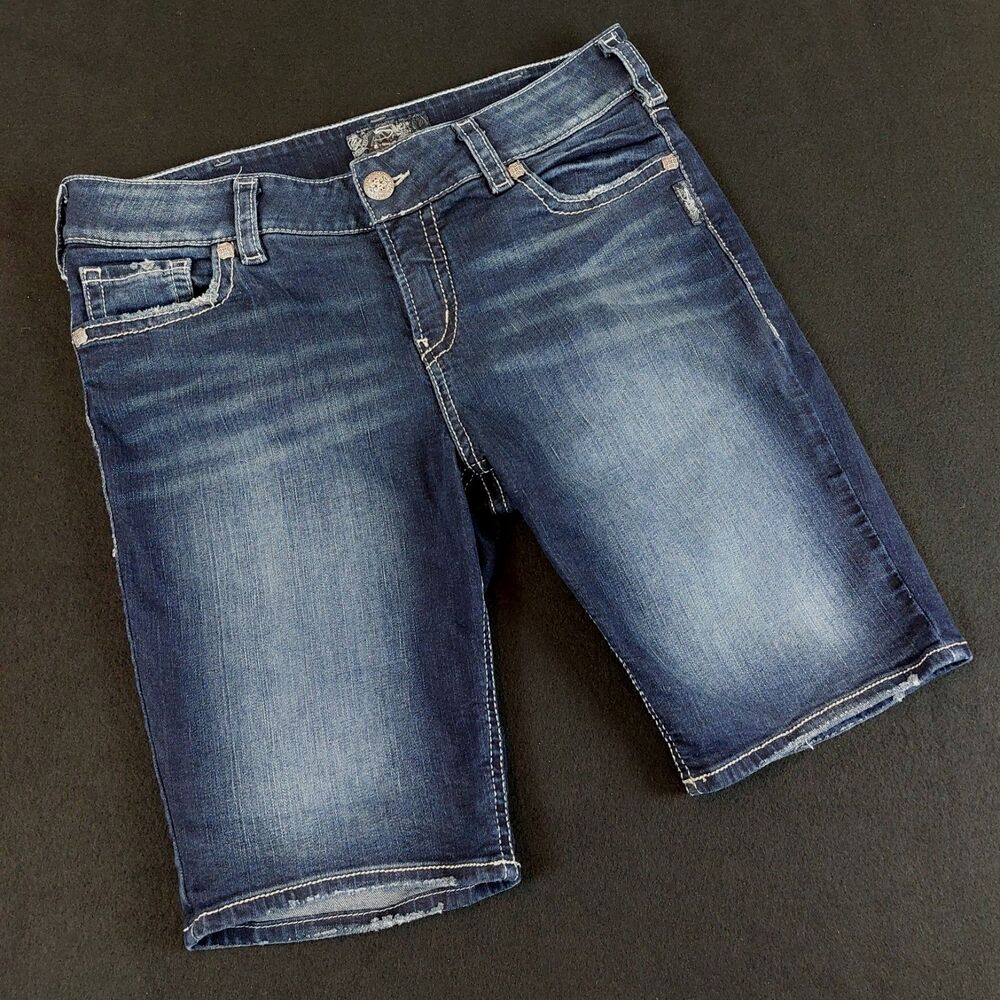 Silver Jeans Co Suki Mid Bermuda Shorts 33/11 (Fit 34x10.5) Blue L53908SSA431
